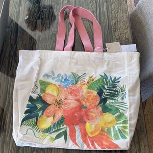 NWT Lovely Floral Canvas Tote Bag